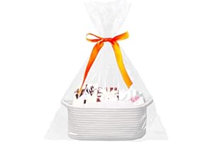 Poschnor Baby Gift Basket with Gift Bags and Ribbons, 12X 8 X 5 Inch Empty Cotton Rope Baby Basket, Basket Organizer for Baby and Pet Toys, White