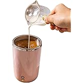 Self Stirring Mug, Electric Automatic Stirring Coffee Cup with 304 Stainless Steel, Rechargeable Travel Mug for Hot/Cold Drinks, Perfect for Coffee, Tea, Hot Chocolate, Office & Home Use(pink)