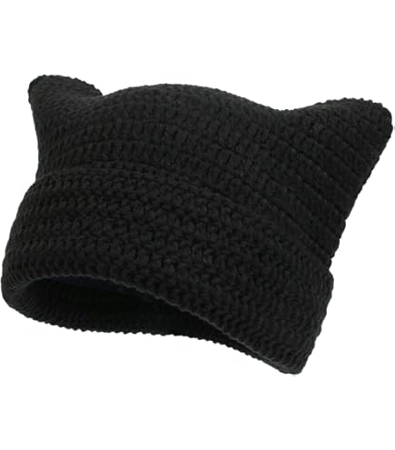 LUCKYBUNNY Cat Ear Beanie for Women Girls, Autumn Winter Knit Cuff