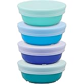 Re-Play 12 oz. Toddler Bowls Set of 4 with Lids - Kids Deep-Walled, Durable & Reusable Snack and Meal Bowls, Dishwasher & Microwave Safe, BPA-Free, Made in USA from Recycled Plastic, True Blue