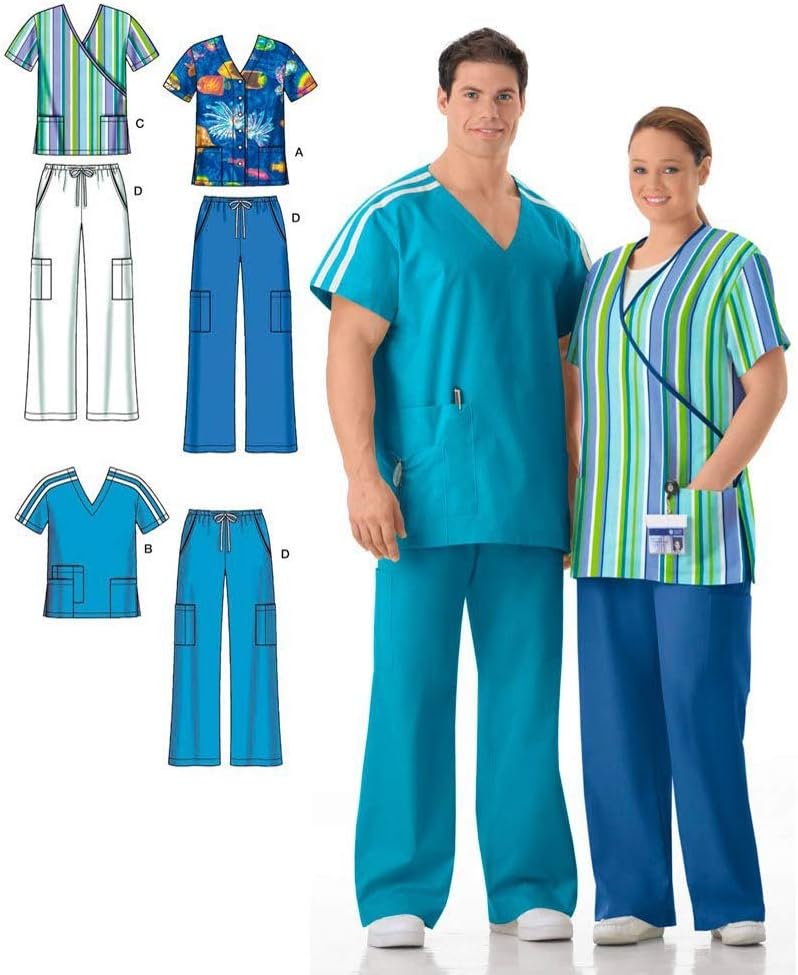 Simplicity 4101Women's & Men's Plus Size Scrubs, Paper, White, BB (XL XXL XXXL)