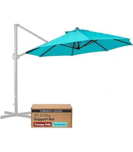 Formosa Covers Replacement Umbrella Canopy for 11ft 8 Rib Hanging Offset Cantilever Market Outdoor Patio Shades Ribs Length 64