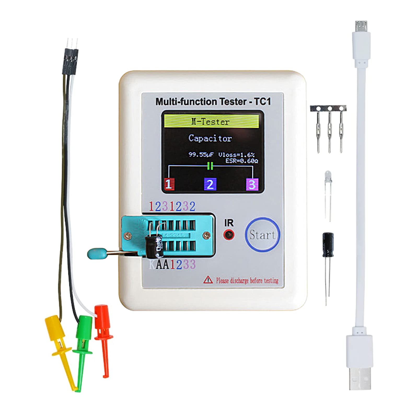 Transistor Tester Diode Triode Capacitance Inductor Meter Multi-Function Tester TFT LCR-TC1 Transistor Tester for Diode Triode Capacitor Resistor Transistor NPN PNP MOSFET