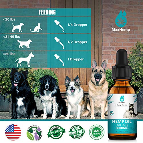 MaxHemp Organic Hemp Oil for Dogs and Cats for Pain, Anxiety