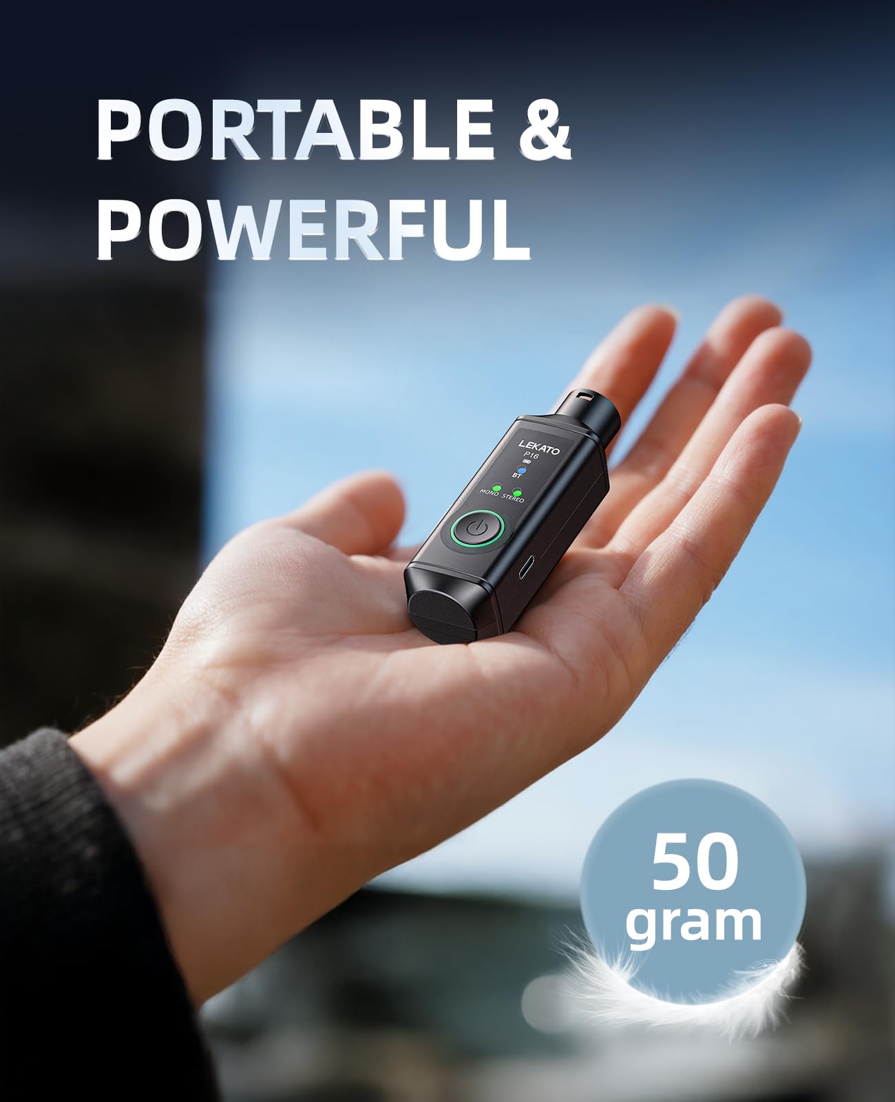 LEKATO P16 Bluetooth XLR Empfänger, Mono/Stereo Audio Receiver mit 15H Laufzeit für PA-, DJ-Systeme & Mixer 7