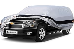 Holthly 10 Layers SUV Car Cover Custom Fit for Chevrolet Chevy Suburban (1973-2024) Waterproof All Weather for Automobiles, Outdoor Full Cover Rain Sun UV Protection.Silver