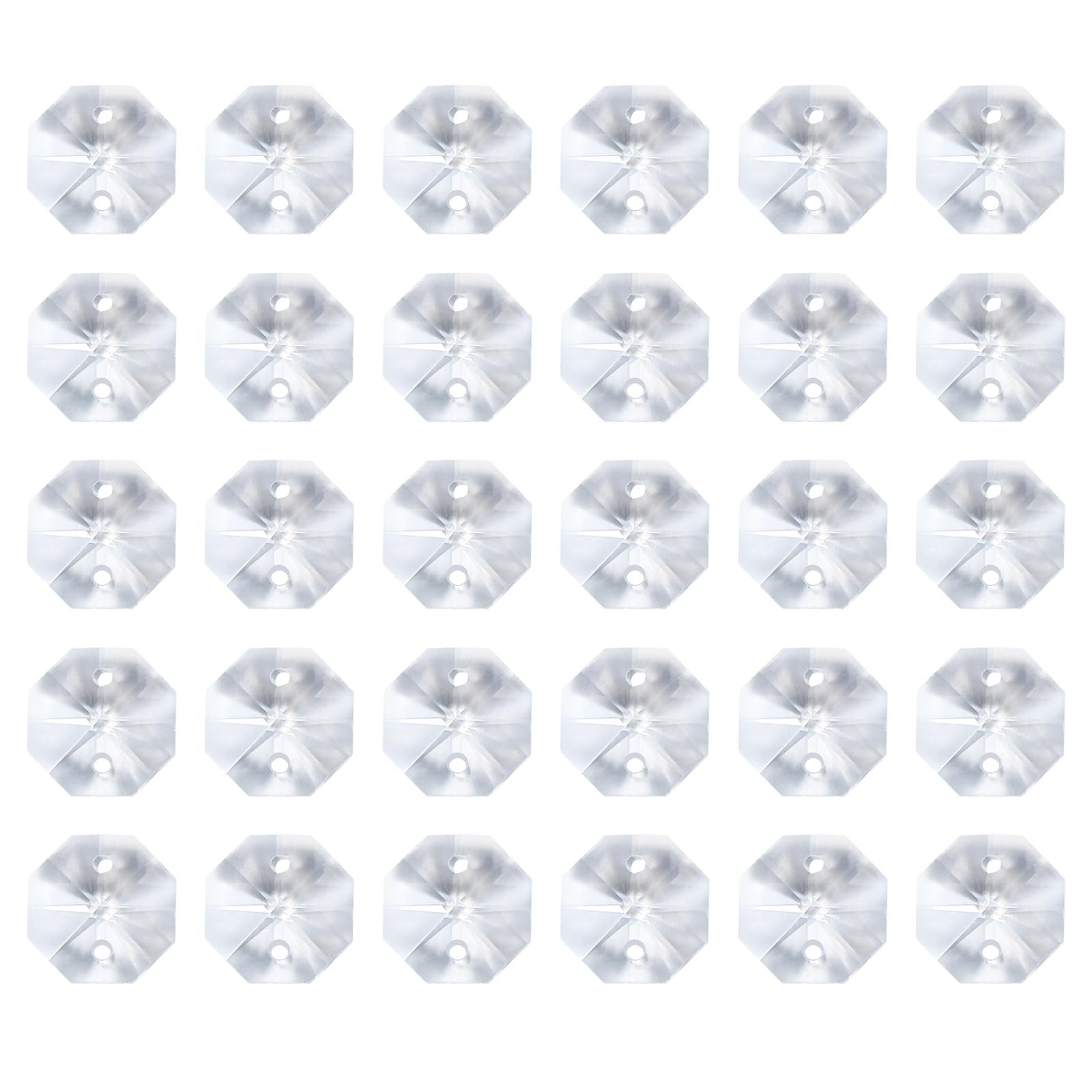 PATIKIL K9 Crystal Octagon Beads 2 Holes Pendants, 60 Pack 12mm Chandelier Prisms Parts Ornaments Hanging Beads for DIY Arts Crafts Decoration, Clear