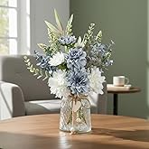 LADADA Artificial Flowers in Glass Vases, Silk Dahlia in Vases, Offices, Farmhouses, Bathrooms, Dining Tables, Coffee Tables, Decorative Artificial Flowers