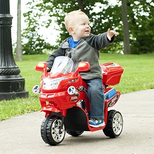 Ride on Toy, 3 Wheel Motorcycle Trike for Kids by Rockin' Rollers  - Battery Powered Ride on Toys for Boys and Girls, 2 - 5 Year Old - Red FX