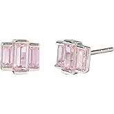 Amazon Essentials Rhodium or Yellow Gold Plated Brass Cluster Baguette Earrings