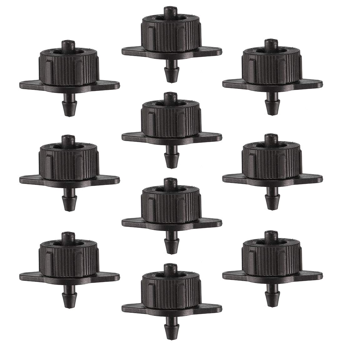 uxcell Pressure Compensating Dripper 1 GPH 4L/H Emitter for Garden Lawn Drip Irrigation with Barbed Hose Connector, Plastic Black 50pcs