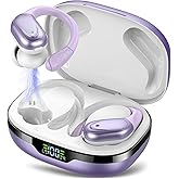 Ear buds Wireless Earbuds Bluetooth 5.3 Headphones 60hrs Playtime with Digital Display Sports Wireless Headphones with Earhook Deep Bass IPX7 Waterproof Over-Ear Earbuds for Android iOS Workout Purple