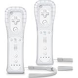 TIANHOO Wii Controller 2 Pack, Wii Remote Controller, with Silicone Case and Wrist Strap, Remote Controller for Wii/Wii U, Wh