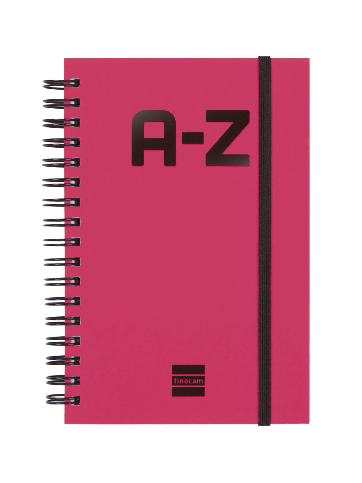 Finocam - Double Spiral Address Book and Elastic Band Closure | 48 Sheets | Small Alphabetical Contacts Organiser Bound with Double Spiral 10 x 15 cm - Colour Magenta