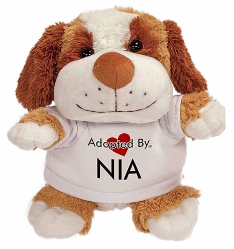 AdoptedBy TB2 Nia - Camiseta con diseño de oso de peluche con nombre impreso