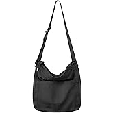 Etercycle Canvas Tote Bag for Women, Large Crossbody Hobo Bag Casual Shoulder Bag Shopping Handbags Messenger Bags (Black)