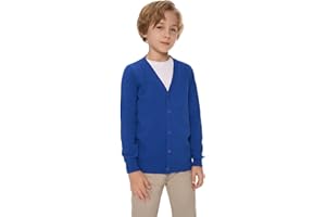 SMINLING Pinker Boys Cardigan V-Neck Cotton School Uniform Button Down Knit Sweater
