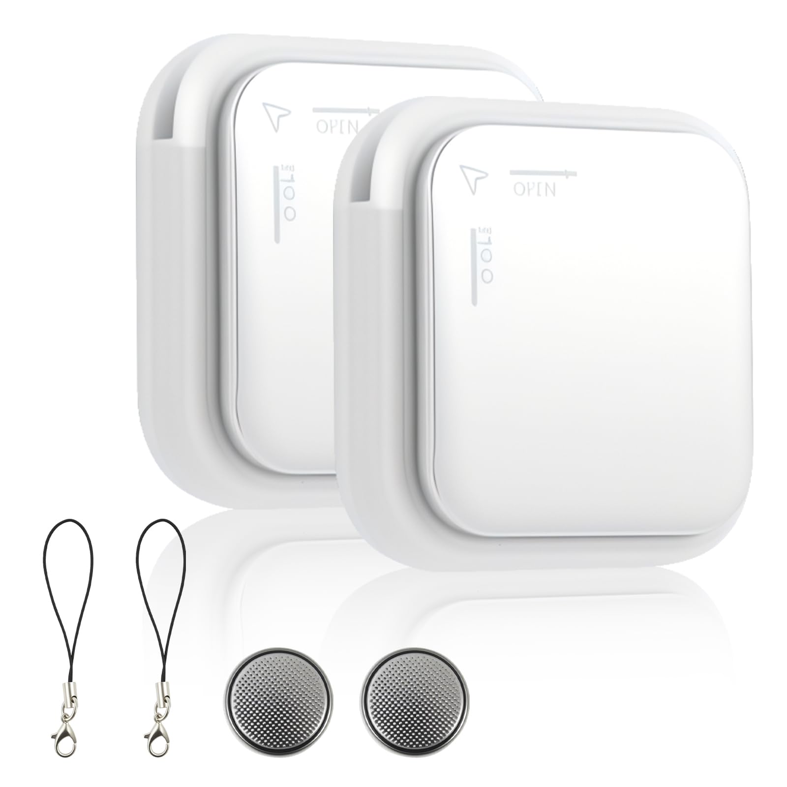 ELUTENG 2 Pack Air Tag Schlüsselfinder für Apple Wo ist APP (Nur iOS), Smart Air Tracker Tag mit Austauschbarer Akku Bluetooth Tracker für Gepäck Taschen Koffer Brieftasche (Weiß)