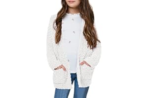CNJFJ Girls Casual Open Front Long Sleeve Cardigan Pocket Fashion Sweater Outwear