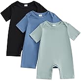Amnnchya Baby Boys Girls Clothes Newborn 3-pack Romper Solid Short Sleeve One Piece Jumpsuit Infant Summer Spring Outfits