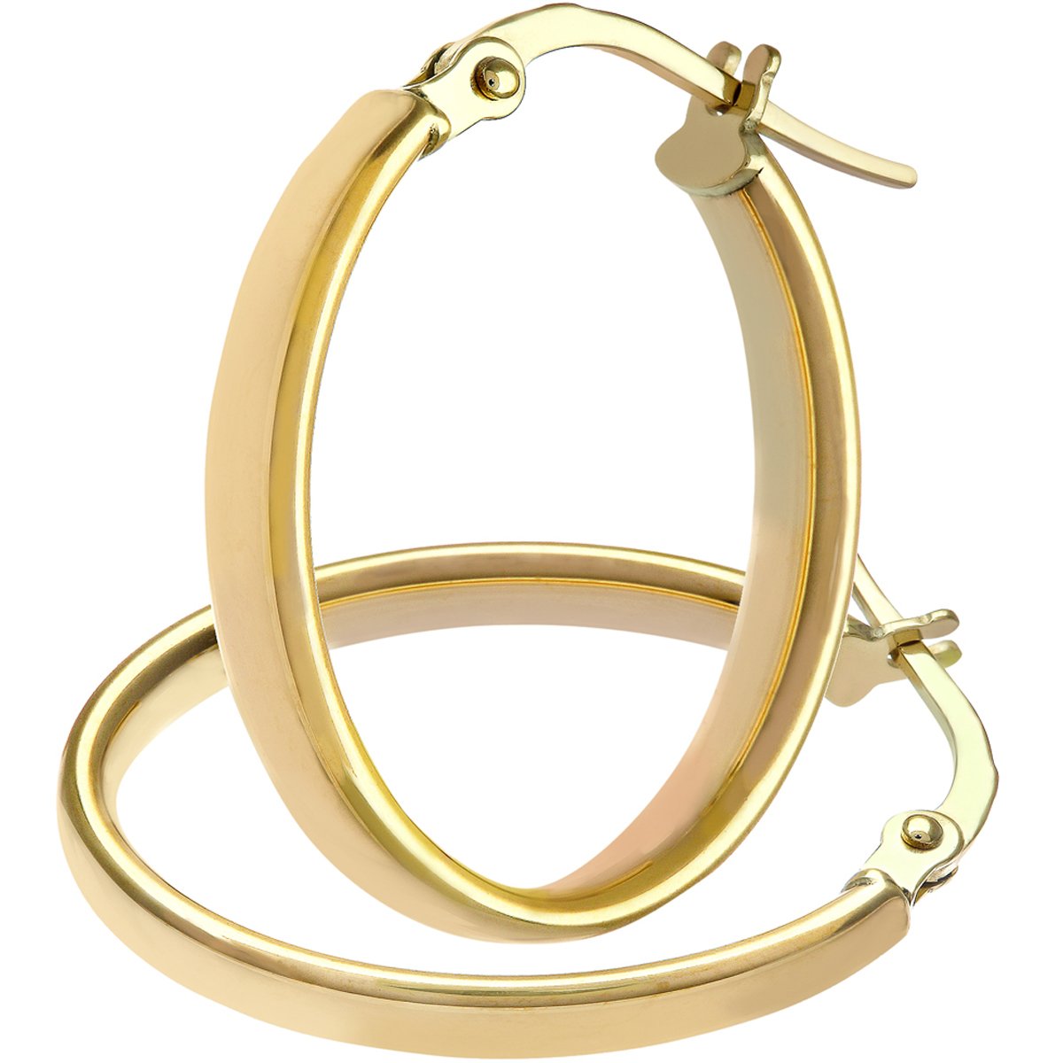 9ct Yellow Gold Earrings - Oval Hoop Women’s Earrings - by Elegano