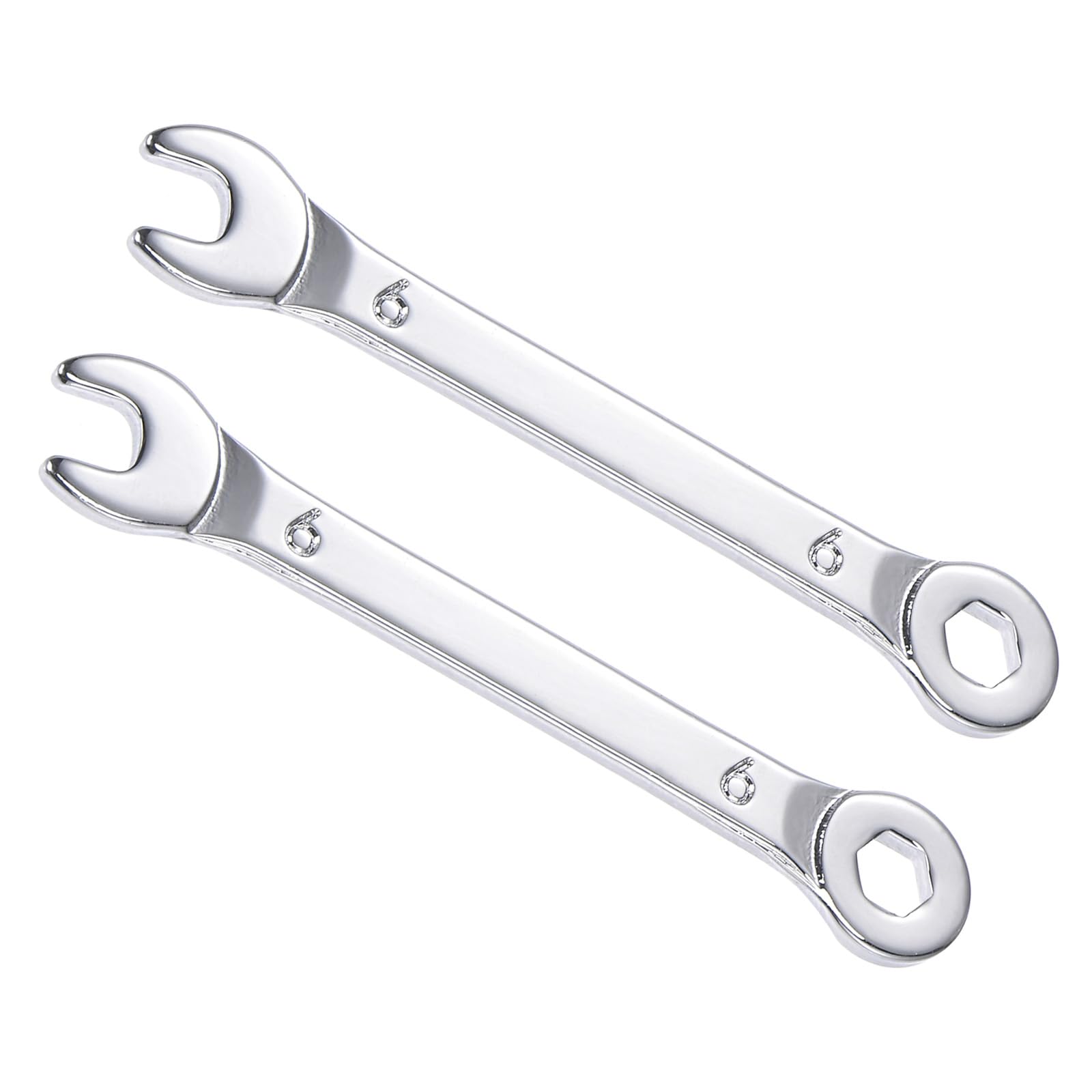 CoCud Combination Wrench, 6mm Metric Box Open End 6-Point Design 15-Degree Offset, Double Ended Box and Open End - (Applications: for Home Repair), 2-Pieces