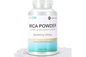 CHANGTIKEJI Mica Powder,7.05OZ（200g）,Sparkling White Mica Powder Pigment for Epoxy Resin，Lip Gloss，Car Paint，Dye，Soap Making，Nail Polish,Epoxy Resin,Candle Making,Bath Bombs