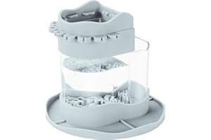 Flumy Paint Brush Cleaner Rinse Cup, Reusable Brush Rinse with Palette, Washable Silicone Paint Brushes Holder, All-in-One Fine Art Paintbrush Cleaning Cup for Acrylic, Oil, Watercolor (Gray)