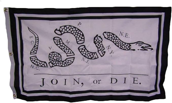 Zudrold 3x5 Bordado Join Or Die Gadsden Benjamin White 600D Bandera de