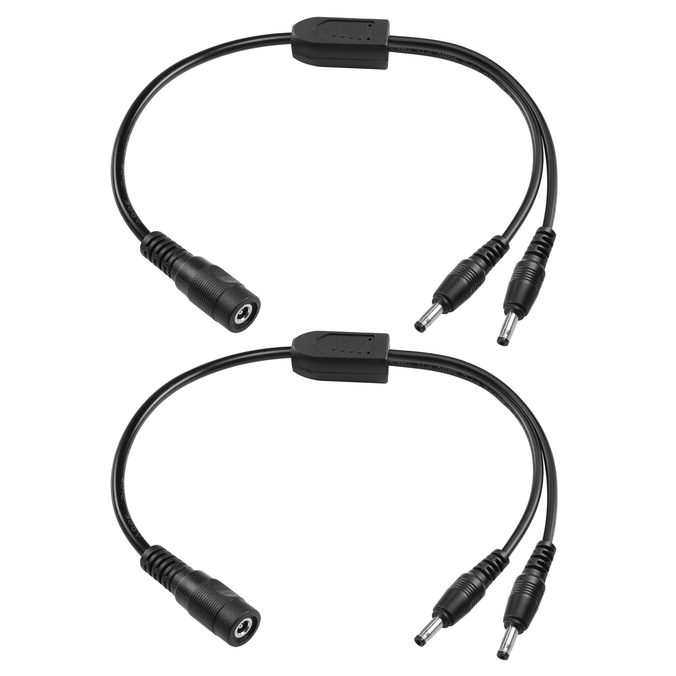 YACSEJAO DC Y Splitter Cable 2PCS 12V DC 3.5mm x 1.35mm 1 Female to 2 Male Adapter Cord for CCTV Security Camera, DVR, HDVD, LED Strip Light(1FT/30CM)