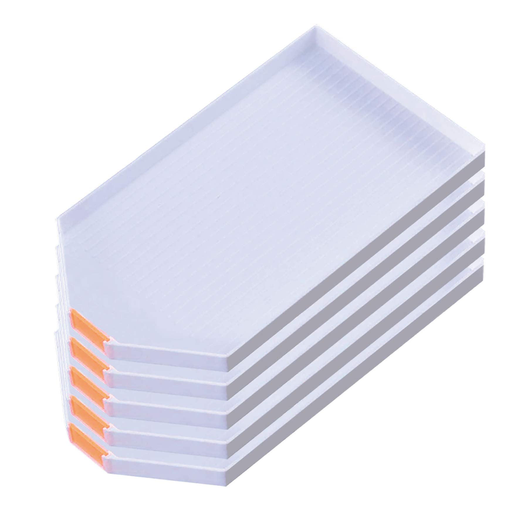 Zariocy 5 Pack Plastic Bead Sorting Tray Diamond Painting Cross Stitch Nail Tool Accessories Large Diamond Rhinestone Plate Tray, for DIY Beginner Crafts 16 X 8.9cm/6.3 X 3.5 Inches (White)
