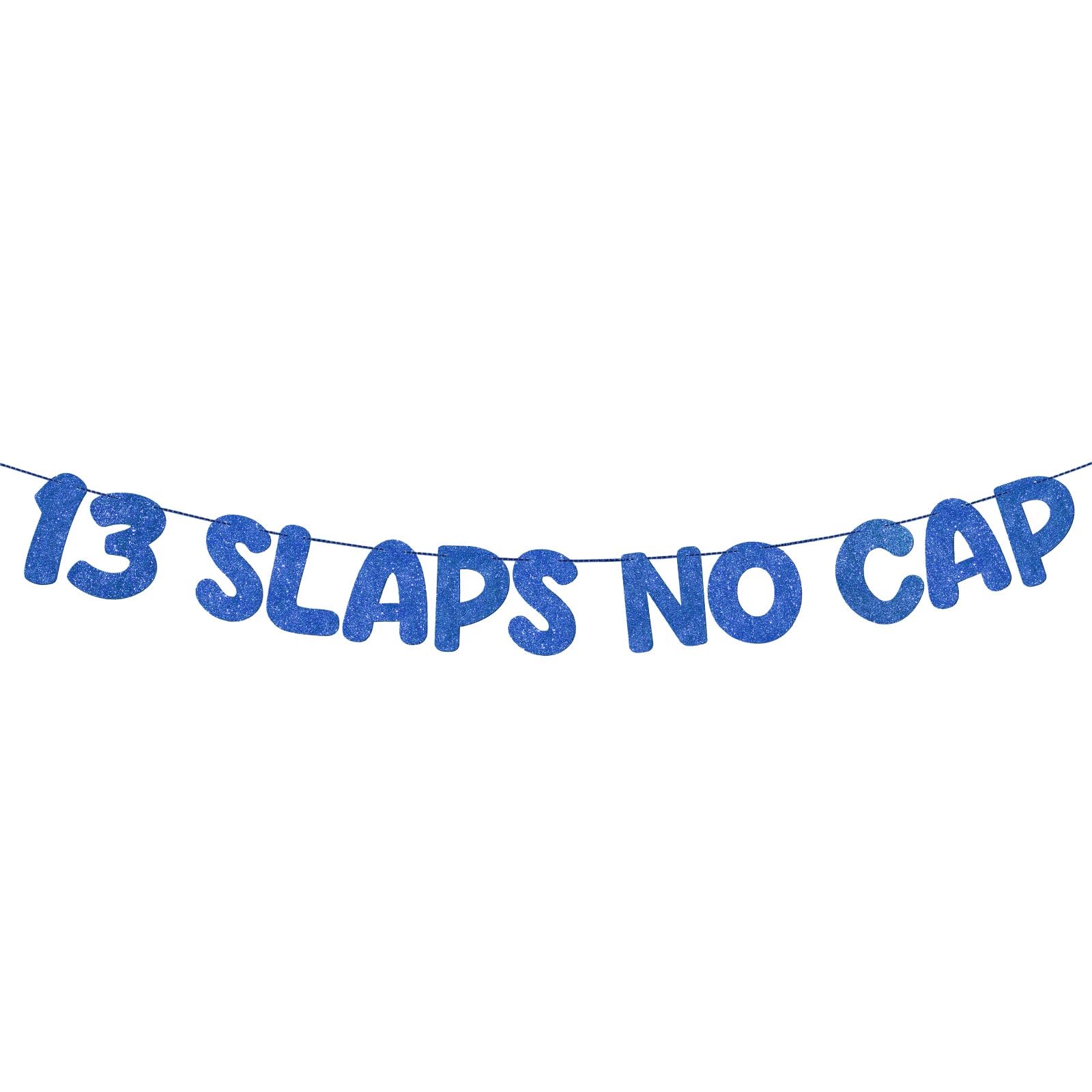 Photo 1 of Fulmoon Pre Strung 13 Slaps No Cap Banner Glitter 13th Birthday Decorations for 13 Year Old Teenager Birthday Sign Party Favors Supplies(Dark Blue)