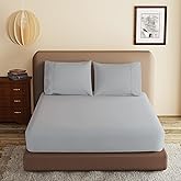 100% Egyptian Cotton Fitted Sheet Queen Size Gray, 600 Thread Count, 8-16" Deep Pocket Sheet, Soft & Elastic Sateen Weave Bottom Sheet for Hotel & Home, (Gray, 1 Pack Fitted Sheet Only, Queen)