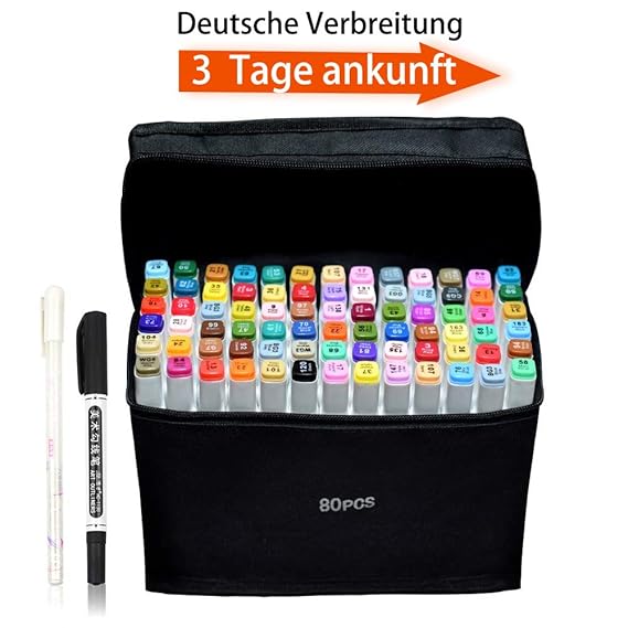 RuoCherg 80 Farbige Graffiti Stift Permanent Marker Set,Manga Stifte Set Doppelspitze Graffiti Stifte für Studenten Manga Kun