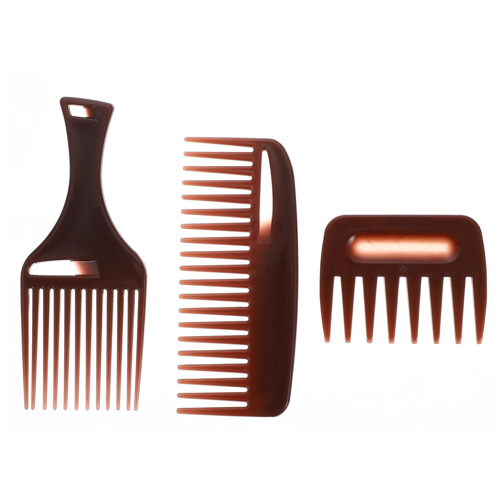 Lurrose 3pcs Hair Pick Comb Set, Wide Tooth Hair Comb Afro Pick Comb Carbon Fiber Hair Pick for Thick Curly Hair