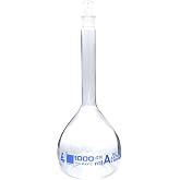Volumetric Flask, 1000ml - Class A, ASTM - Tolerance &plusmn;0.300 ml - Glass Stopper - Single, Blue Graduation - Eisco Labs