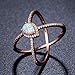 OPALBEST Ideas Criss Cross Rose Gold Plated Ring with White Pear Shaped Opal for Women and Girls