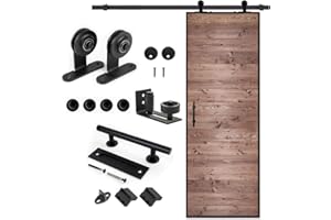 S&Z tophand® 30 in. x 84 Brown Barn Door with 5FT Sliding Hardware Kit, 20 - 42in Stainless Steel Frame Modern Style Door/Sliding Door/Simple Assembly is Required