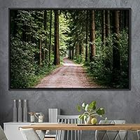 Framed Canvas Wall Art Rustic Woods Brown Dark Dramatic Forest Group Nature Photography Realism - 16x24 inches