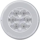 United Pacific 37134 21 LED 4" Round GloLight - Red LED/Clear Lens &ndash; 1 Unit | Polycarbonate Lens, Sealed Electronics, Stop, Turn &amp; Tail feature