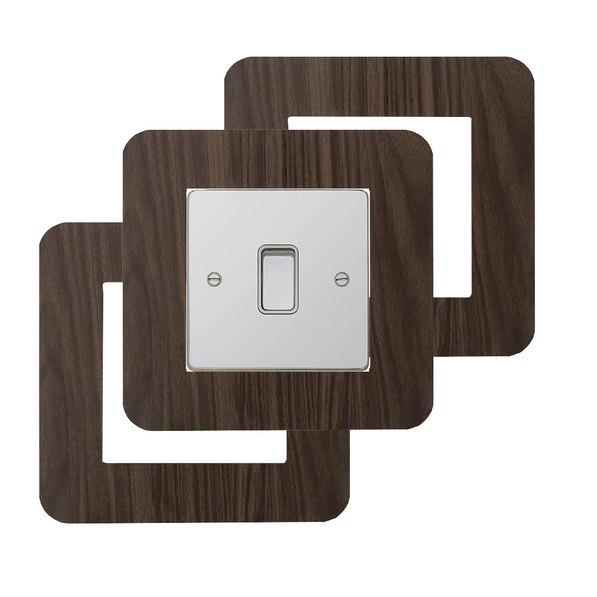 3 Count Acrylic Single Light Switch Surround Socket Switch Sticker Cover Solid Color - Black Walnut