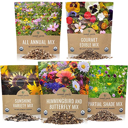 Bulk Wildflower Seeds Variety Pack 5 Large Packets 5 Different Mixes