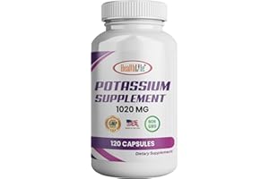 HEALTH LFE HealthLife Potassium Supplement, 1020 mg,60 Servings, 120 caps, Potassium Bicarbonate