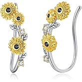 Daisy/Sunflower/Rose Ear Climbers Earrings Sterling Silver Flower Earrings for Women