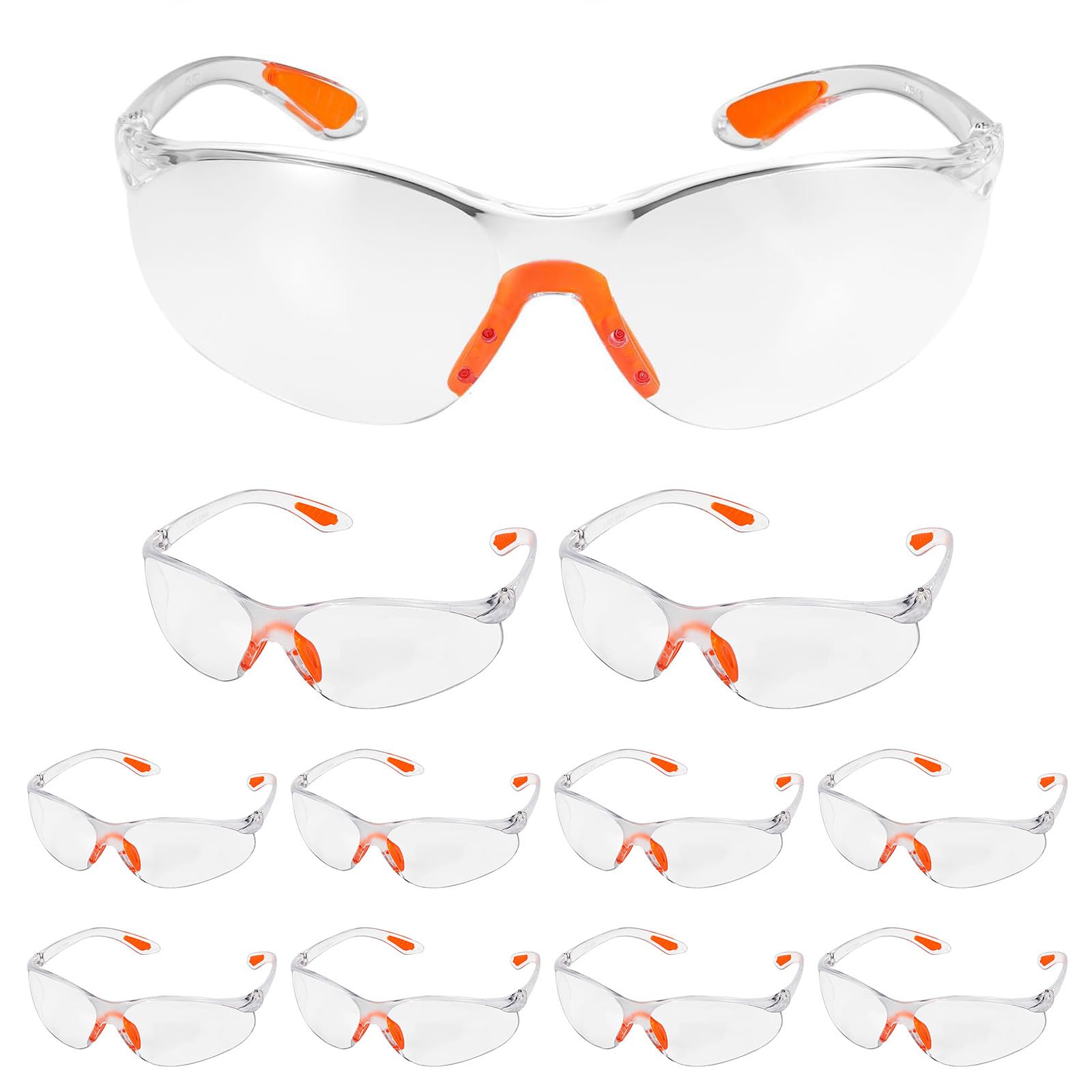 Jyvlucient Clear Safety Glasses for Work 12PCS - Multi-Sport, Scratch Resistant, Anti-Fog - Clear Lens, Polycarbonate Frame - Industrial, Dental, Carpentry, Lab, Sports, Construction