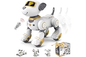 FUUY Robot Dog for Kids Robot Dog Remote Control Dog Toy Interactive Robot Pet Robotics Toys Intelligent Robo Dog Programmable Sing & Dance Design Birthday Gifts Kids Age 3 5 4-7 Year, Gold