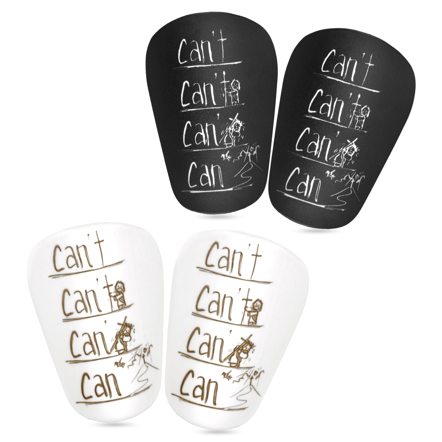 2 Pairs Mini Football Shin Guards, 3.15x1.97 Inch Black & White Letter Style Soccer Shin Guards Tiny Shinpads Small Shin Pads Shin Protection Equipment Accessories for Adults Teens Boys Girls