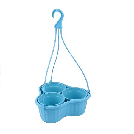 Malhotra Plastic Iris Hanging Basket Set (Sky Blue, Pack of 3 Sets)