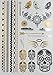 Super Metallic Gold Silver Black Jewelry Temporary Bling Tattoo 6 Sheets Pack (L2 Style)