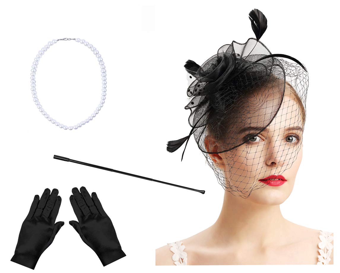 Fascinators Hats 20s 50s Hat Pillbox Hat Cocktail Tea Party Headwear with Veil for Girls and Women